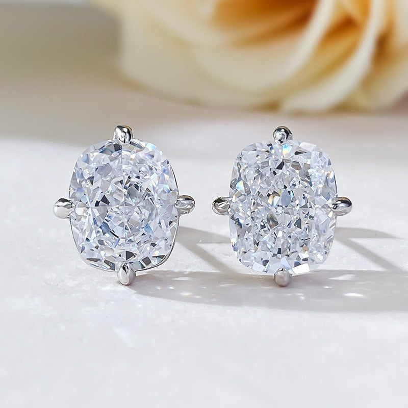 S925 Silver Plated High Carbon Diamond 810 Ear Studs