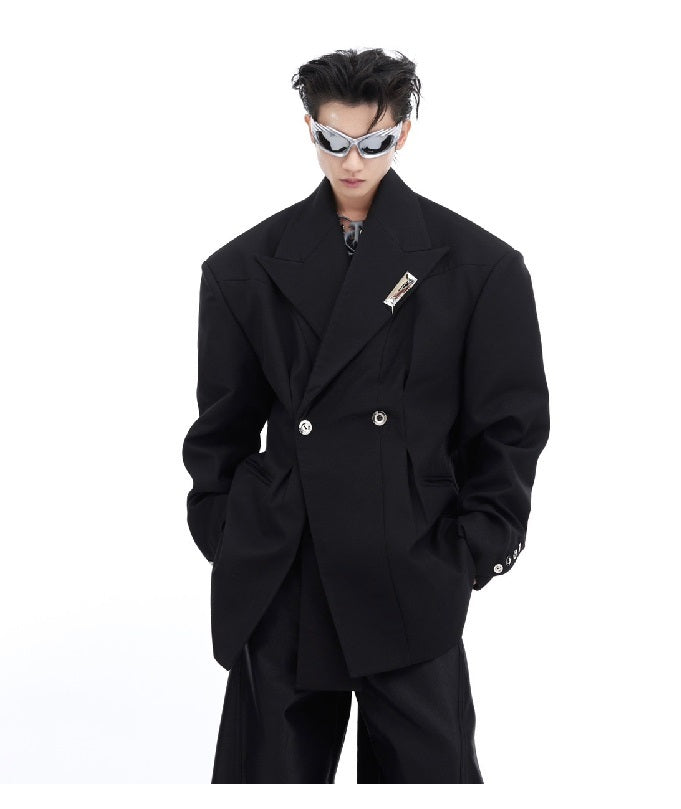 Niche Deconstruction Twill Texture Large Profile Suit Jacket