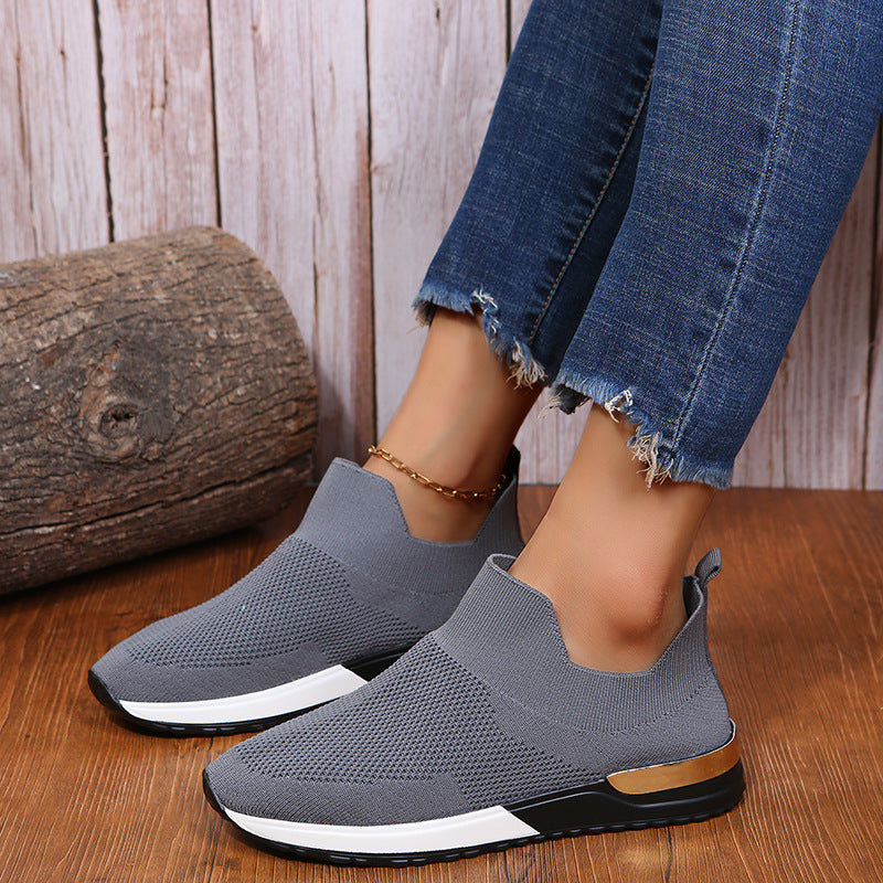 Spring And Autumn New Breathable Fly Woven Mesh Pumps Soft Bottom Running Shoes