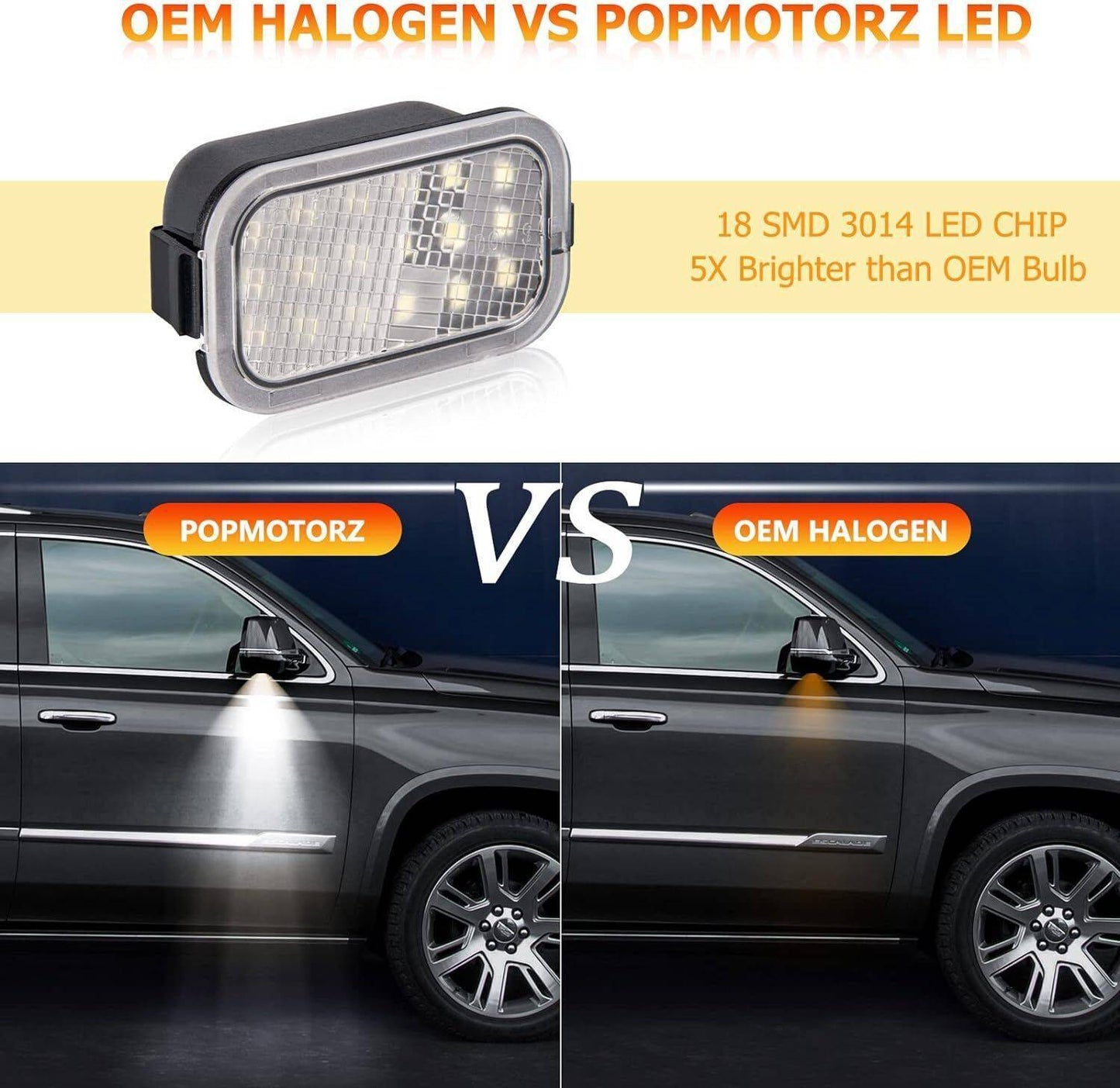 2X LED Side Mirror Puddle Lights For 07-14 Yukon Sierra Tahoe Avalanche Escalade