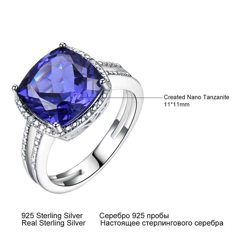925 Sterling Silver Ring Luxury Tanzanite Women