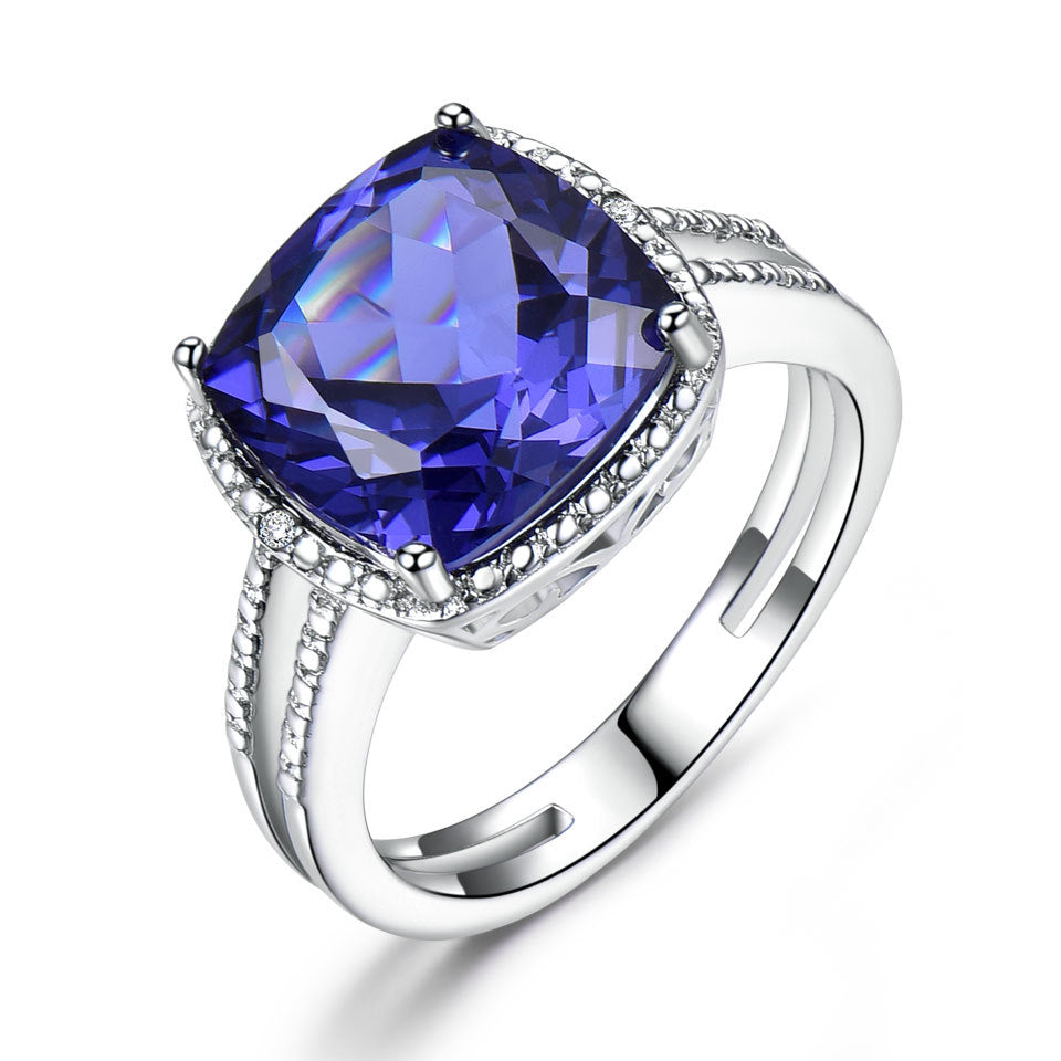 925 Sterling Silver Ring Luxury Tanzanite Women