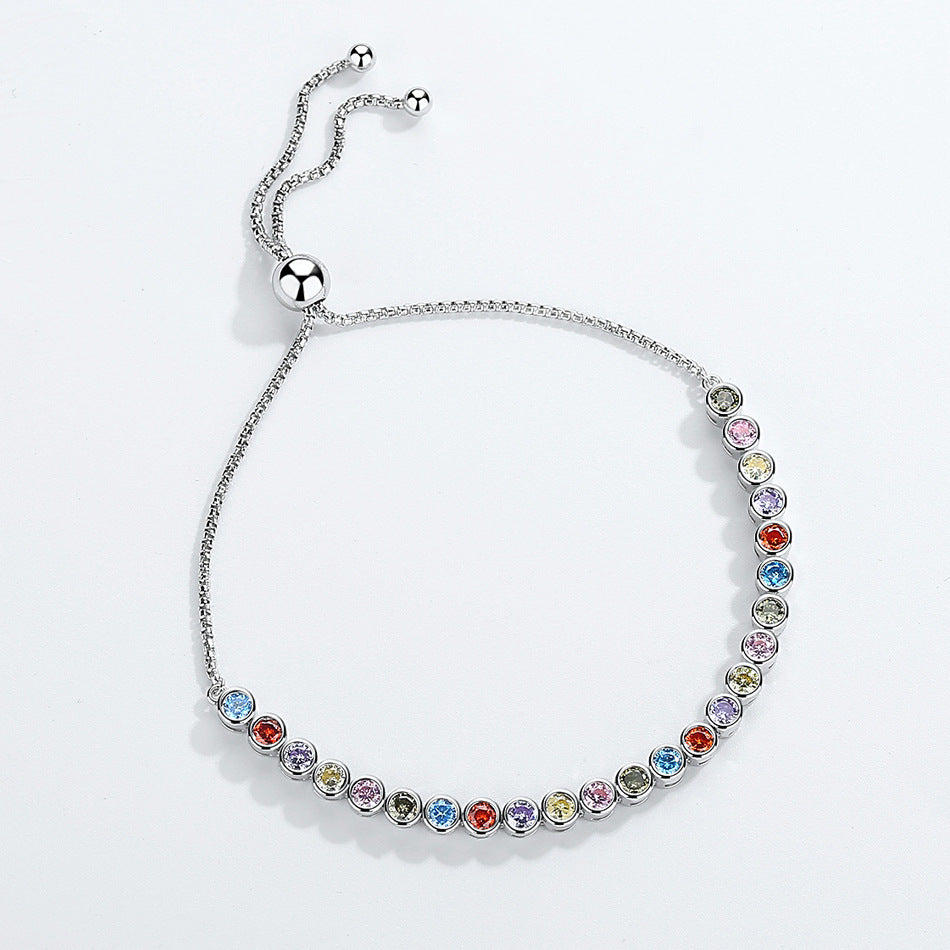 S925 Sterling Silver Rainbow Bracelet New
