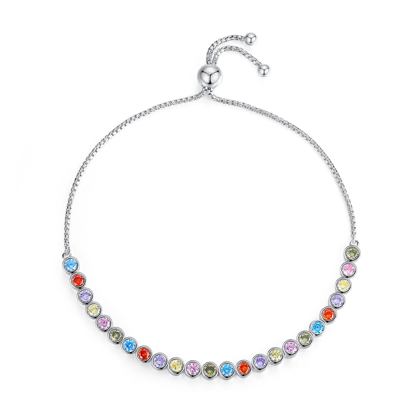 S925 Sterling Silver Rainbow Bracelet New
