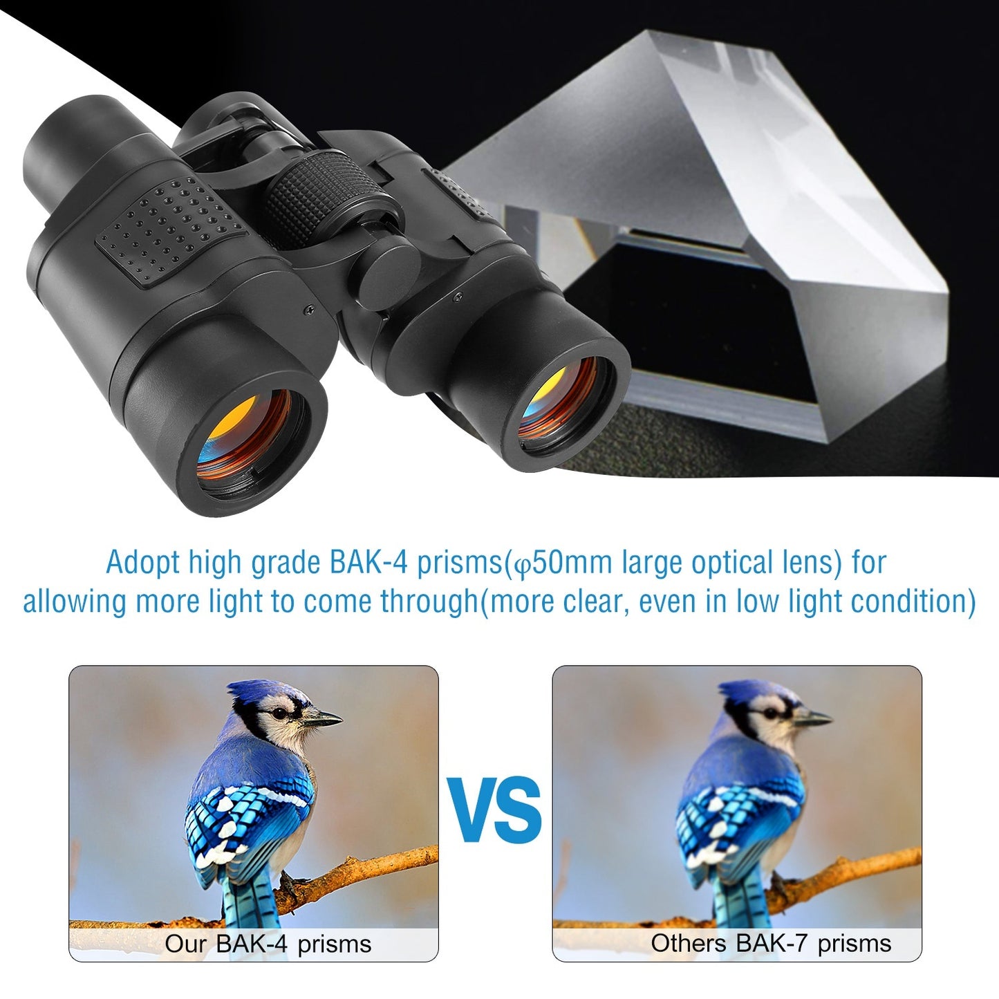 Portable HD Binoculars With FMC Lens Low Light Night Vision Telescope For Bird Watching Hunting Sports Events Concerts Adventure With Shoulder Strap Bag