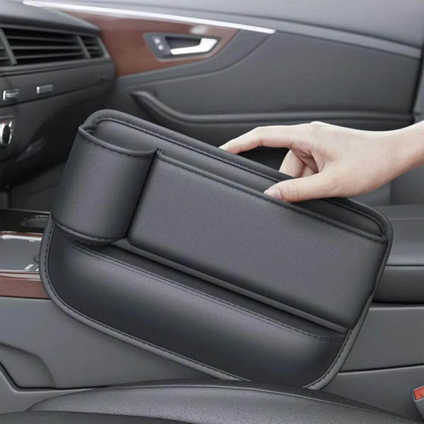 Car Seat Storage, New Upgraded Car Seat Storage Box With Cup Holder, Seat Gap Storage Box, Cup Holder Gap Bag For Car, Adjustable Car Seat Storage Box