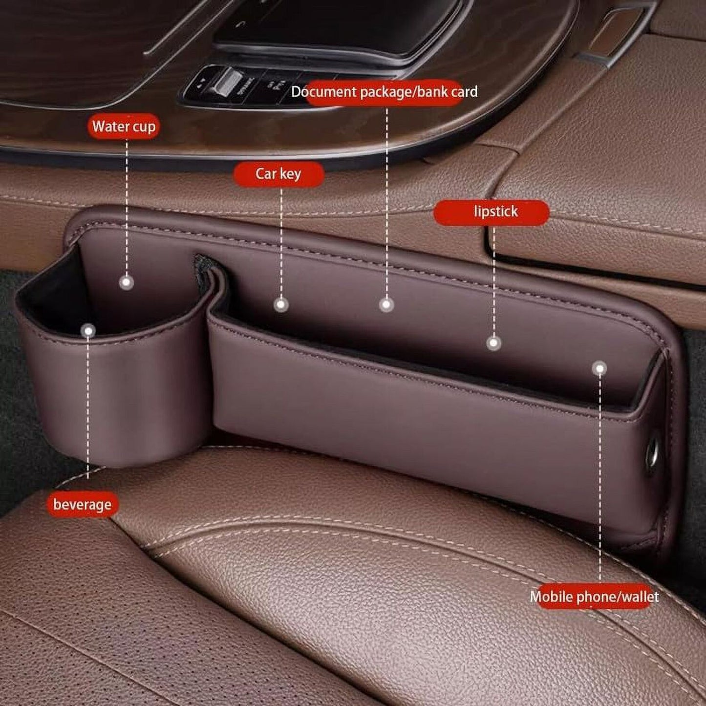 Car Seat Storage, New Upgraded Car Seat Storage Box With Cup Holder, Seat Gap Storage Box, Cup Holder Gap Bag For Car, Adjustable Car Seat Storage Box