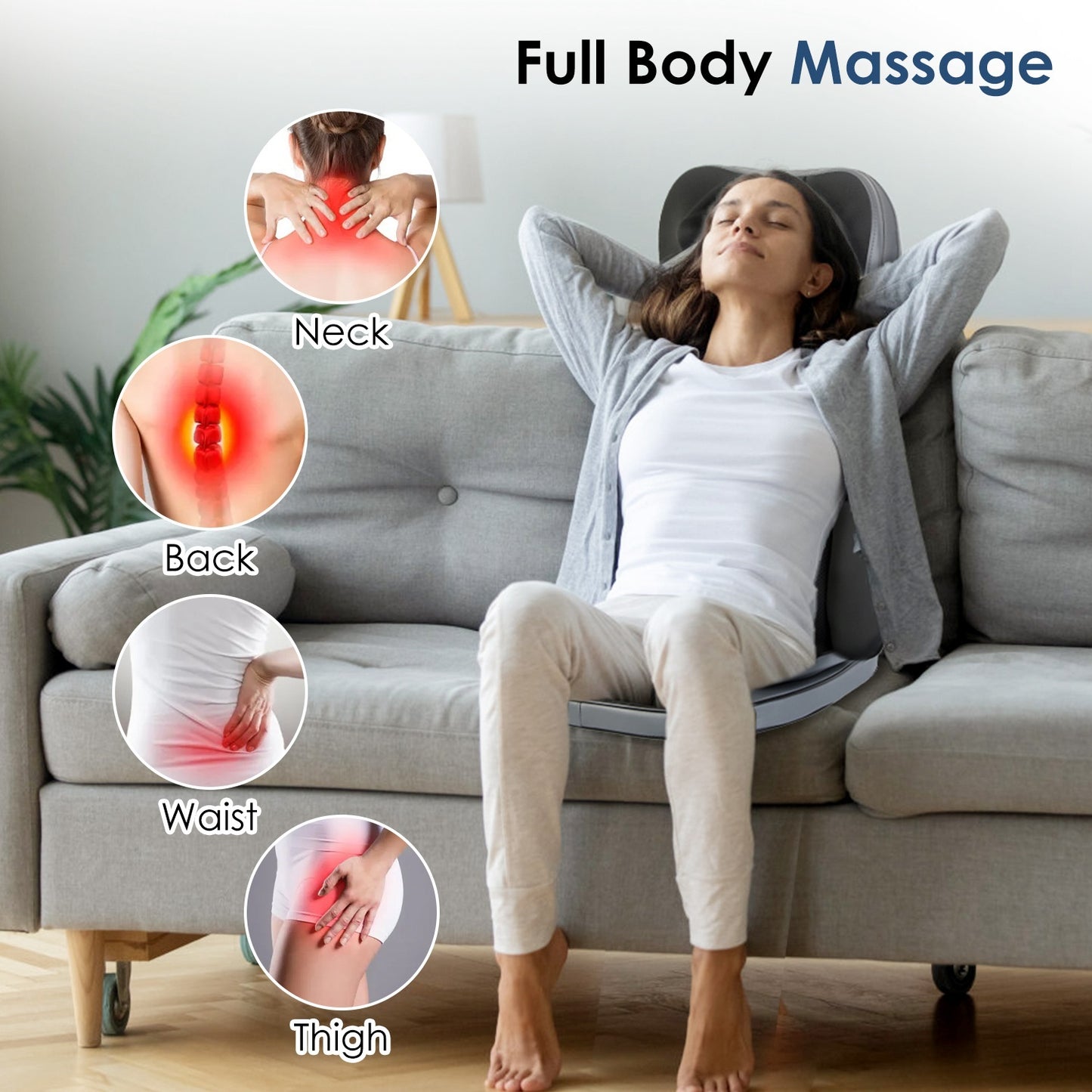 1Pc Shiatsu Full Body Massage Chair Pad With Heat 3D Kneading For Home Car Driver Seat Fedex Shipping