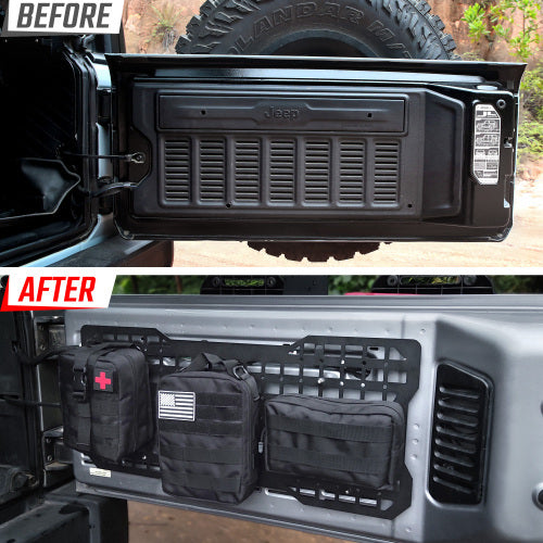 Tailgate Tactical Panel For Wrangler Tailgate Tool Kit Organizer Racks Compatible With Wrangler 2007-2018 JK JKU & 2018-2022 JL JLU