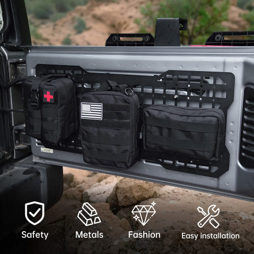 Tailgate Tactical Panel For Wrangler Tailgate Tool Kit Organizer Racks Compatible With Wrangler 2007-2018 JK JKU & 2018-2022 JL JLU