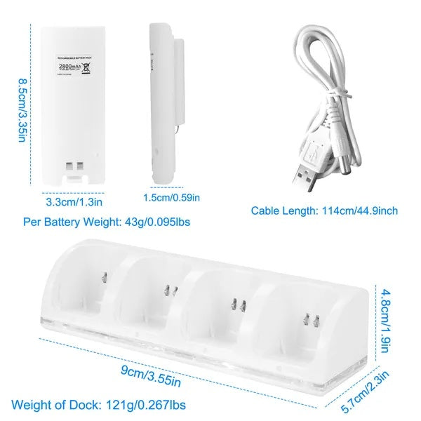 4 Remotes Charging Dock Game Controller Charger 2800mAh Rechargeable Battery Charging Stations