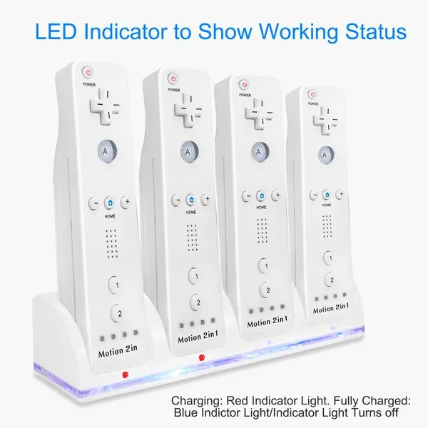 4 Remotes Charging Dock Game Controller Charger 2800mAh Rechargeable Battery Charging Stations