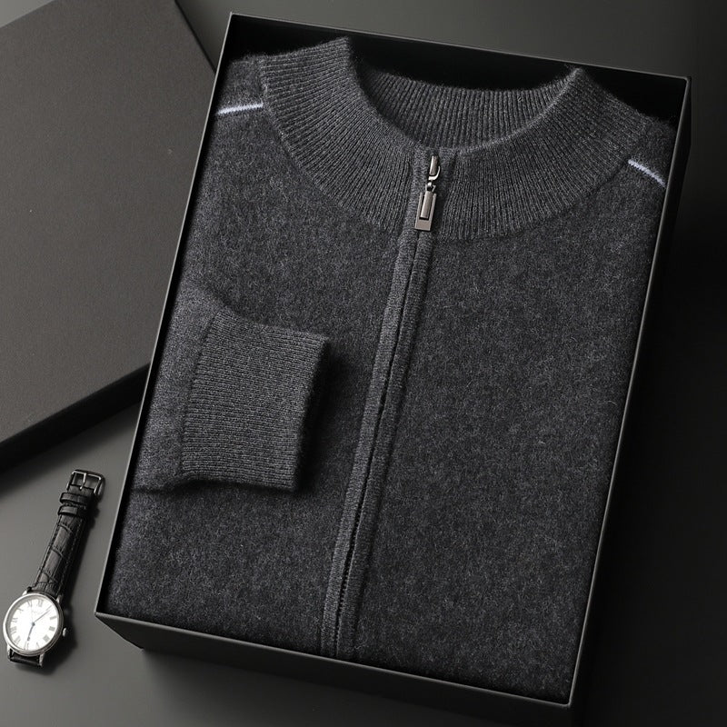 Men's Cashmere Sweater Thick Heavy Half Turtleneck Zipper