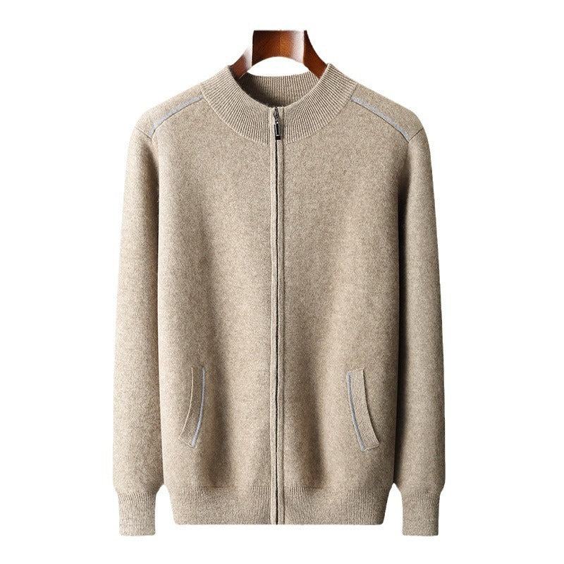 Men's Cashmere Sweater Thick Heavy Half Turtleneck Zipper