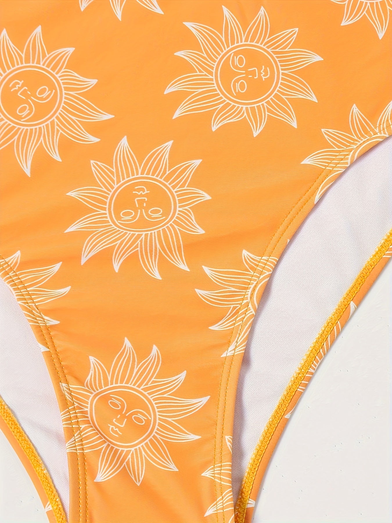 Women's Plus-size Swimsuit Bikini Bottoms With Sun Print, Vacation Style