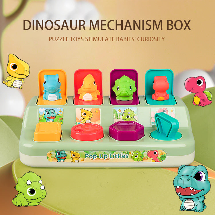Dinosaur Hide And Seek Mechanism Box, Puzzle Toy Pop Up Switch Button Pop Up Music