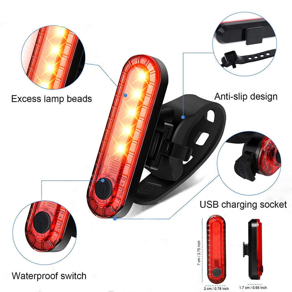 2pcs Bicycle LED Rear Light Bicycle Lamp Rear Light USB Rechargeable