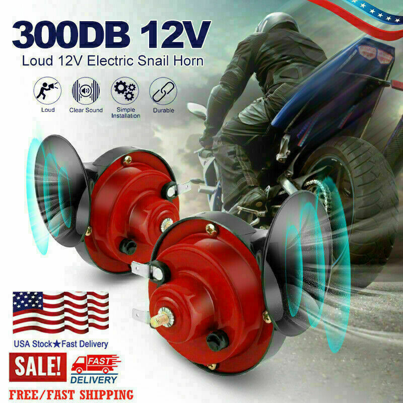 2PCS 12V 300DB Super Horn Snail Waterproof Horn For Motorcycle Truck SUV Boat