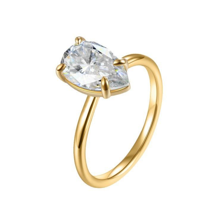 Pear-shaped Moissanite Ring Personality Hipster Fashion Single Diamond Ring