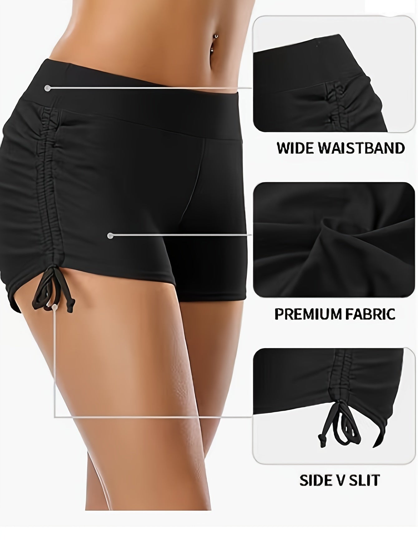 Women's Bikini Bottom Solid Color Straight-leg Pants Two-way Drawstrings Swimsuit Bikini Beach Style