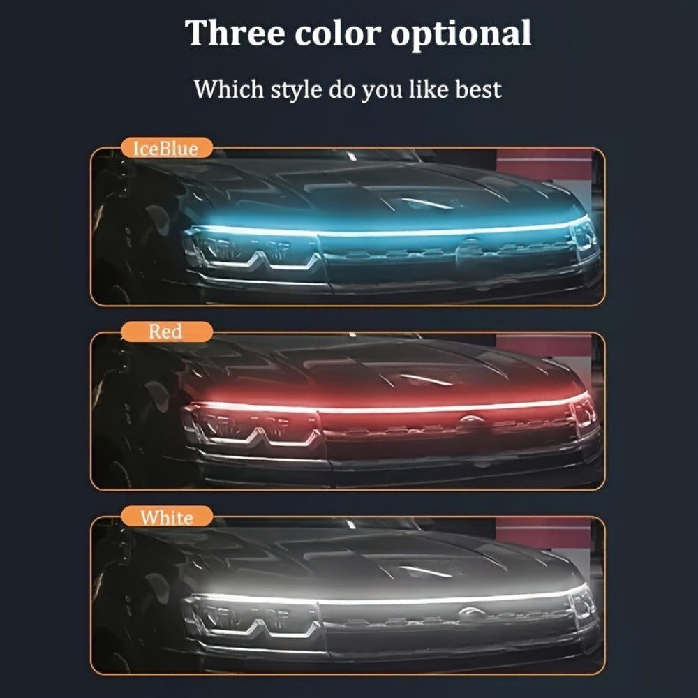 Upgrade Your Vehicle With A Universal 12V, 10W Start-Scan Car LED Hood Light White 59In Dynamic Daytime Running Light