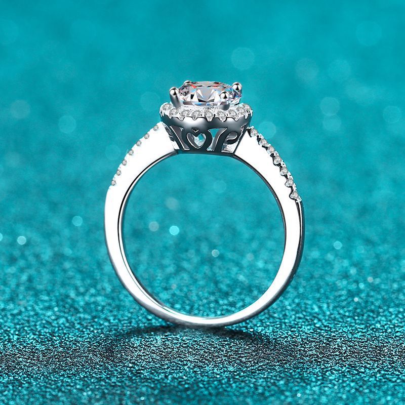 925 Silver Edge Micro-inlaid Ring Moissanite Ring