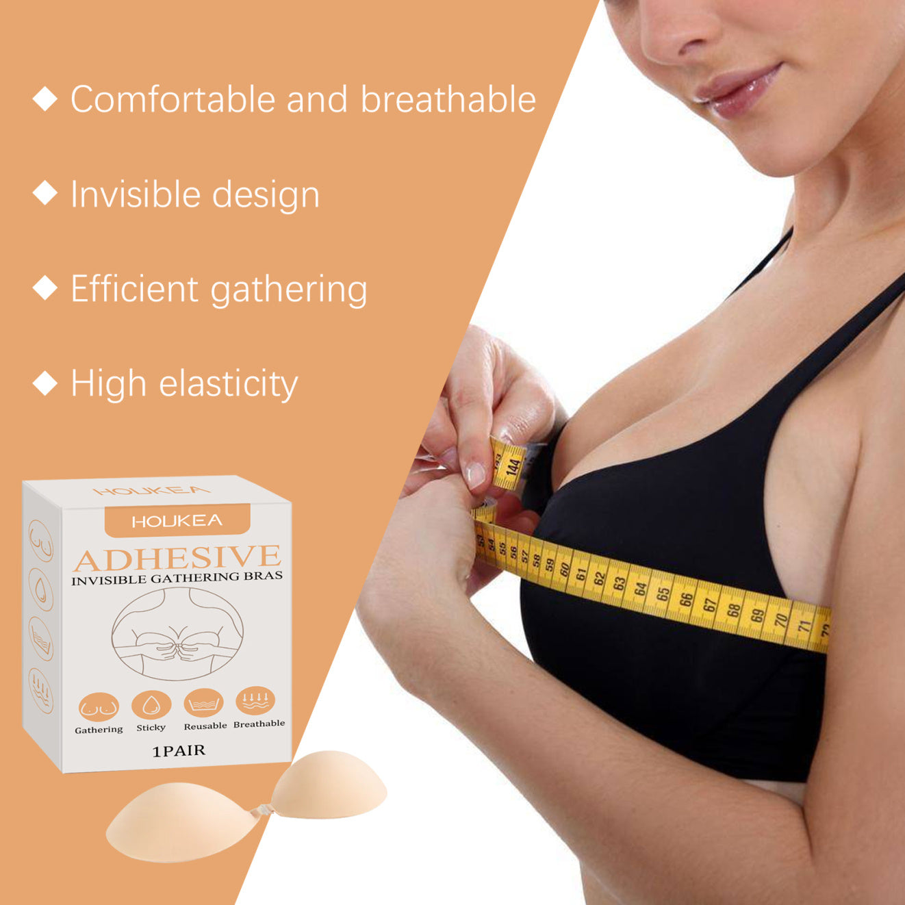 Houkea Invisible Bra Invisible Comfort Gathers Securely To Lift The Breasts And Shape The Curves Of The Breasts