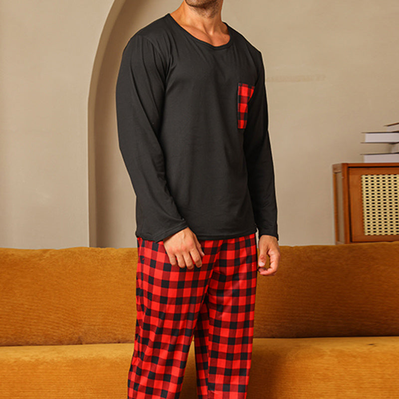Ice Silk Long Sleeve Long Pants Men's Pajama Set