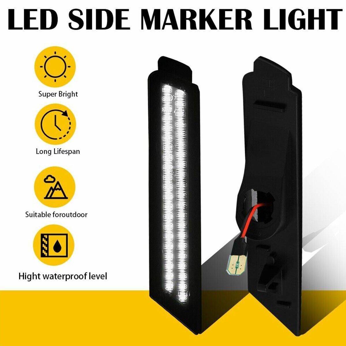 Smoked White LED Front Bumper Side Marker Lights Lamp For 2010-2015 Chevy Camaro
