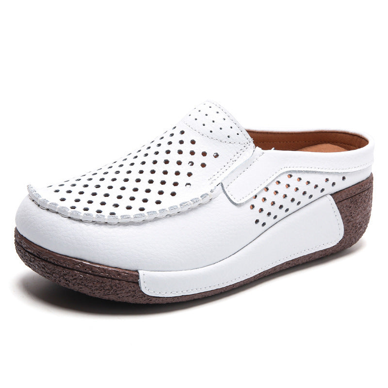 Fashionable All-match Rocking Shoes Thick-soled Muffin Closed Toe Half Slippers