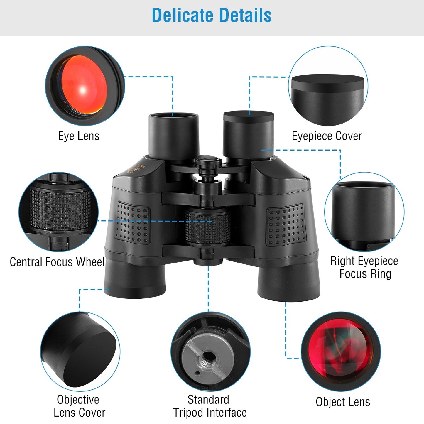 Portable HD Binoculars With FMC Lens Low Light Night Vision Telescope For Bird Watching Hunting Sports Events Concerts Adventure With Shoulder Strap Bag