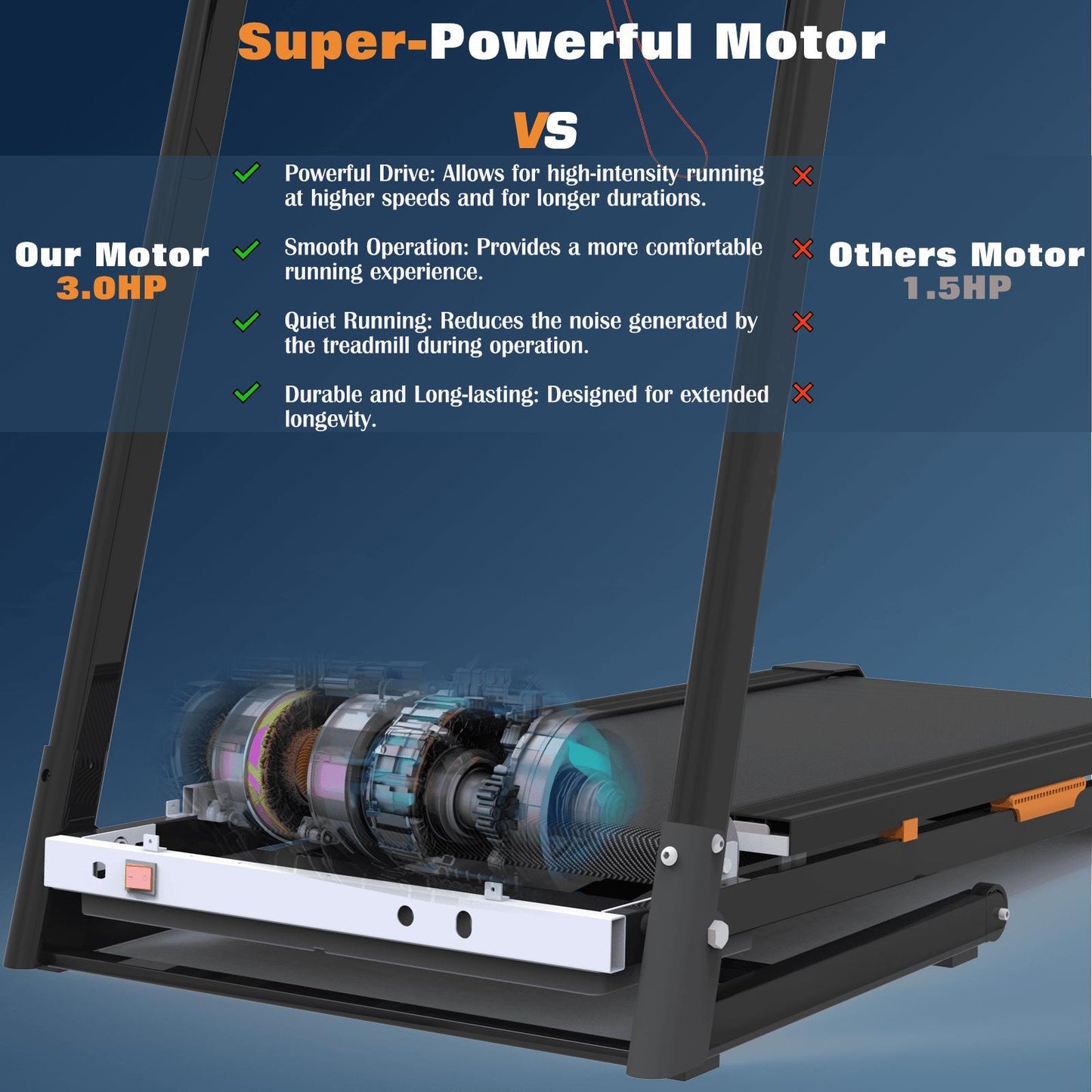 Easy-Move Wheel Treadmill With Cup Holder And Lift Motor