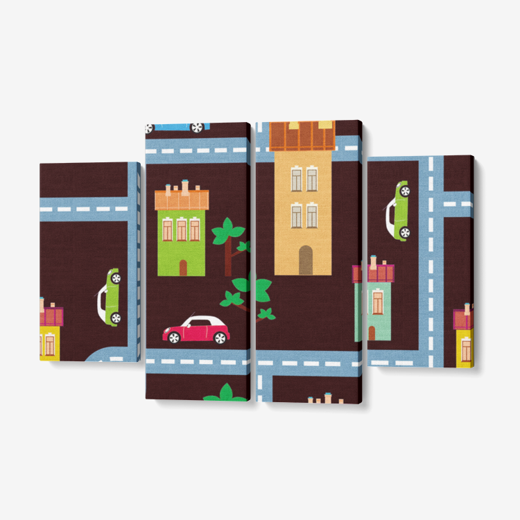 4 Piece Canvas Wall Art for Living Room - Framed Ready to Hang 4x12"x32