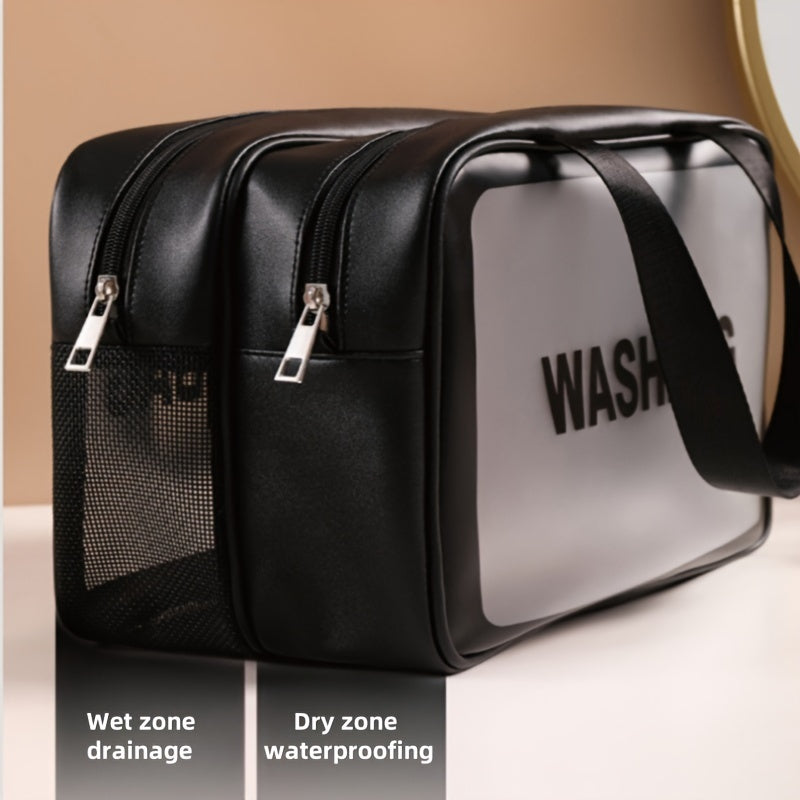 Fashionable Travel Makeup Bag With PVC Lining, Letter Design Handbag Perfect For Gym, Business, Or Travel
