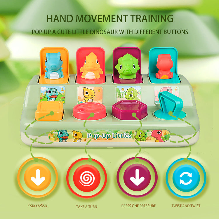 Dinosaur Hide And Seek Mechanism Box, Puzzle Toy Pop Up Switch Button Pop Up Music
