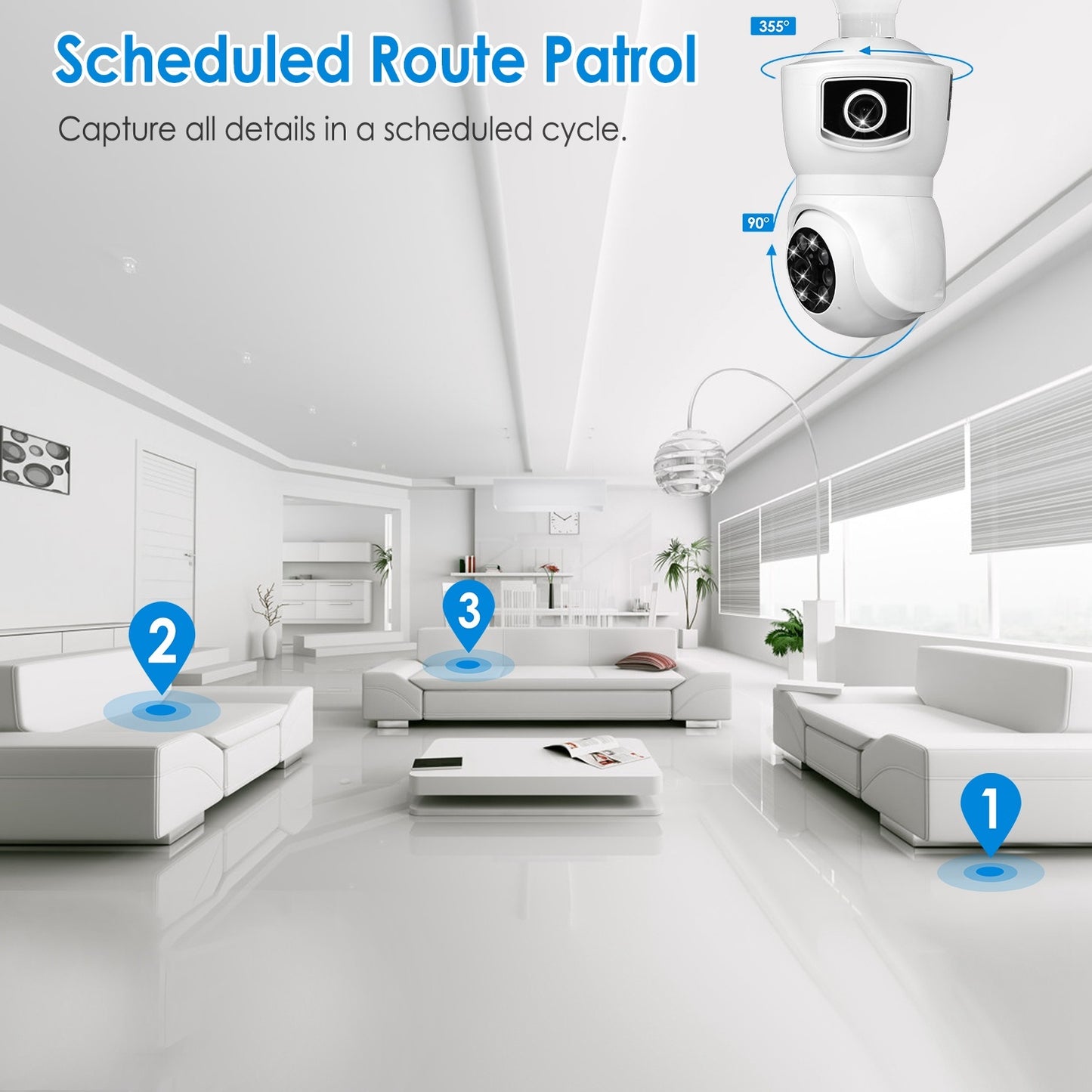 1Pc Dual Lens Security Camera E27 Light Socket Surveillance Camera 1080P WiFi IP Camera With APP Control AI Human Detection Full Color Night Vision Two-Way Audio