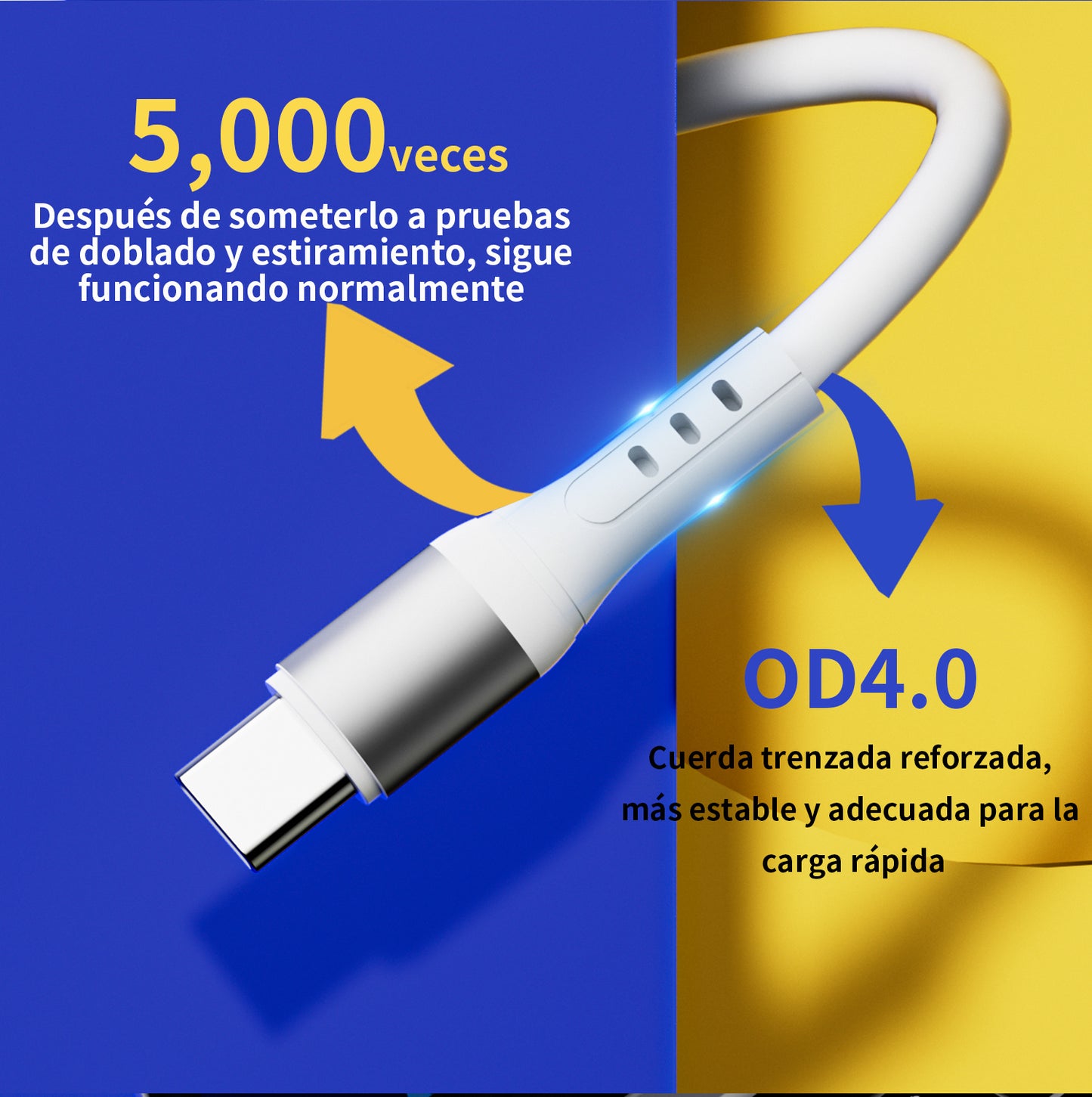 5pzs Cable Tipo C 2.4 A 1m Usb A Tipo C Para Xiaomi Moto A55 E14 Note 40 G24