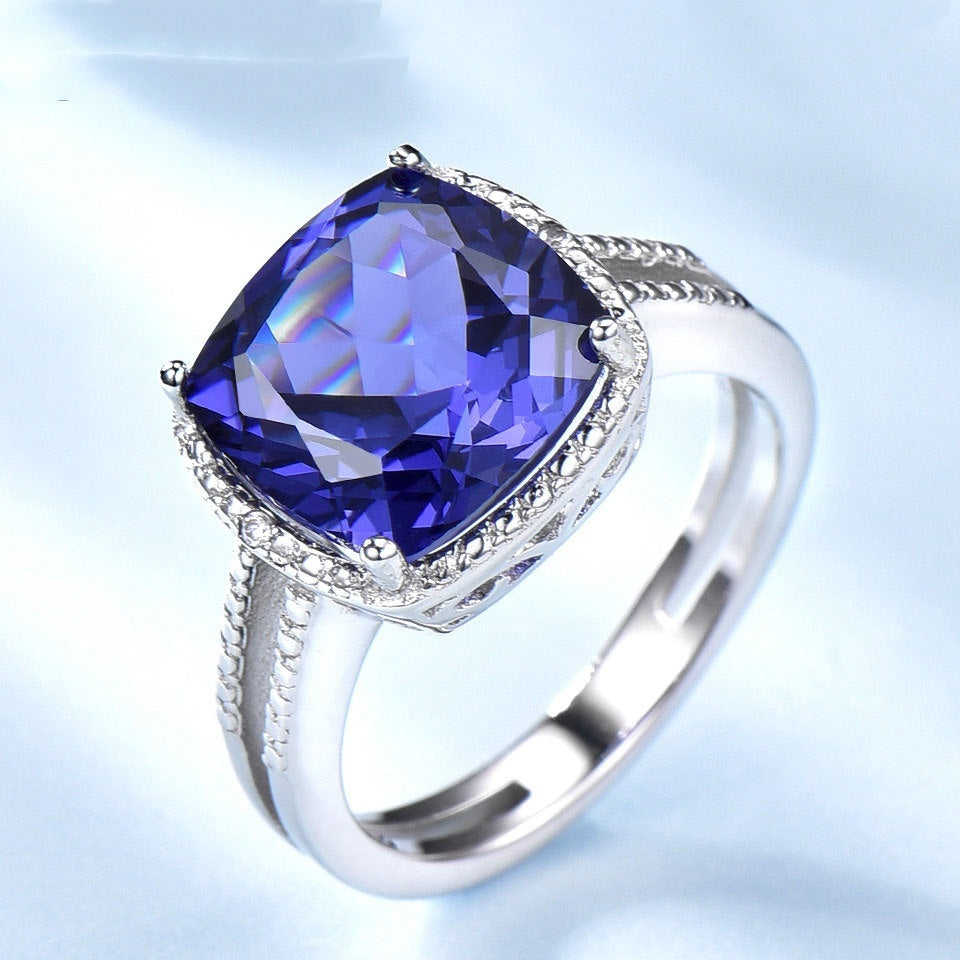 925 Sterling Silver Ring Luxury Tanzanite Women