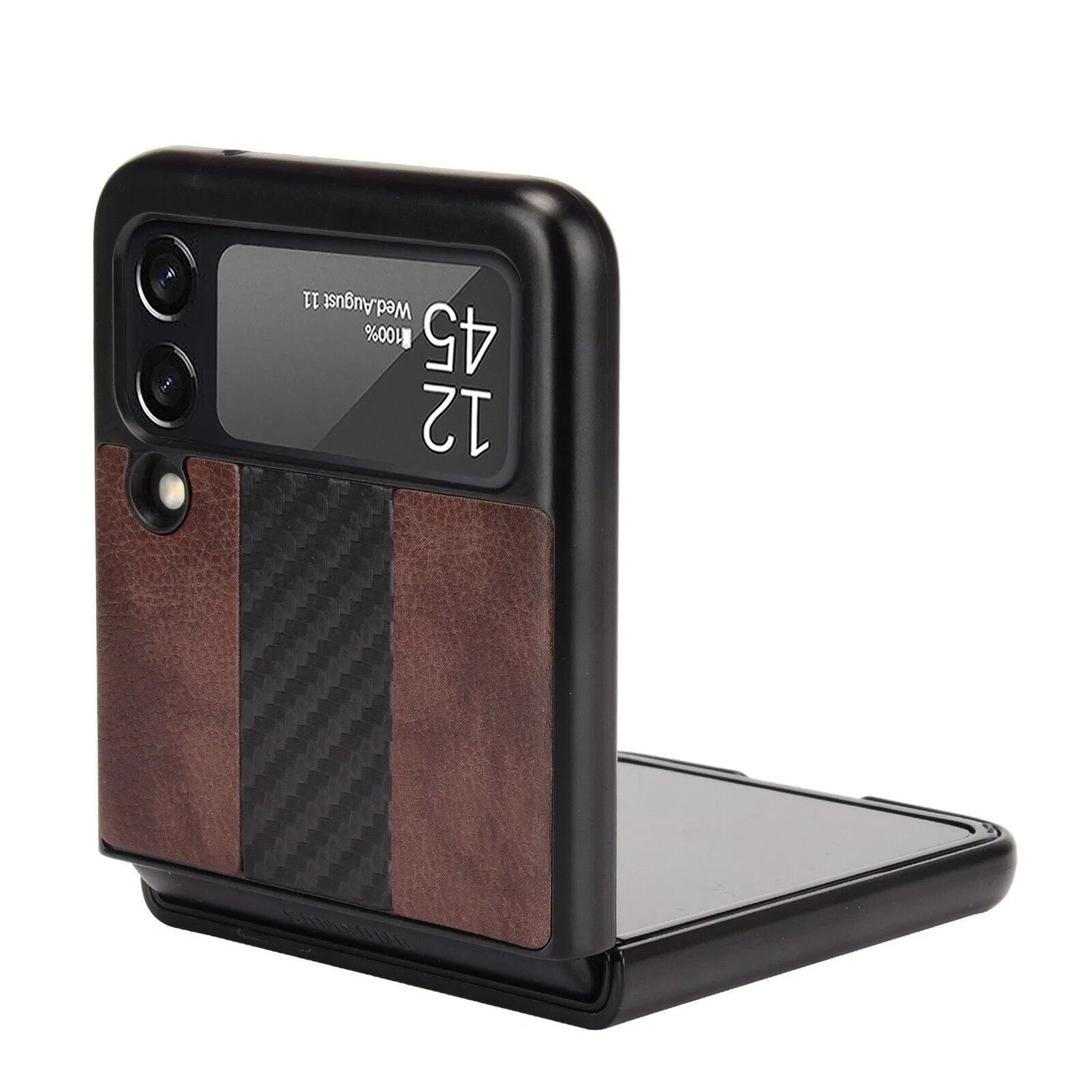 For Galaxy Z Flip 3 5G Slim Folding Leather Shockproof Phone Case Cover