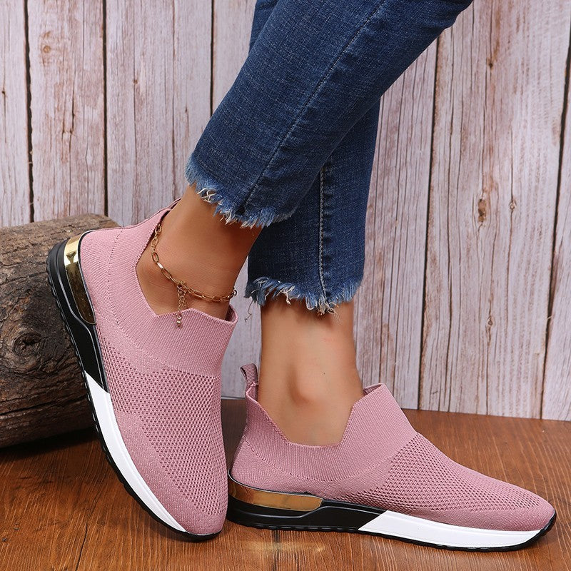 Spring And Autumn New Breathable Fly Woven Mesh Pumps Soft Bottom Running Shoes