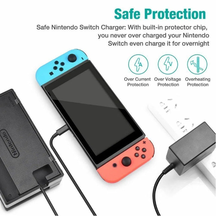 For Nintendo AC Power Supply Adapter Home Wall Travel Charger Cable 2.4A