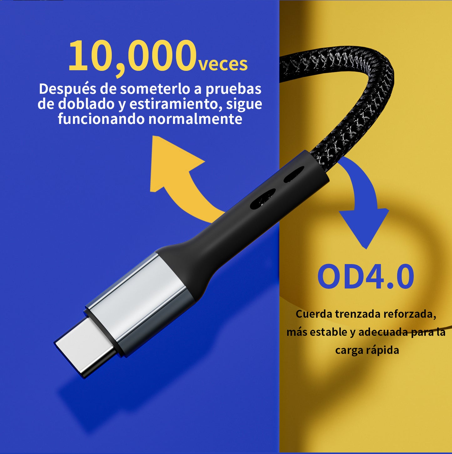 5pzs Cable 3 En 1 Nailon Trenzado Negro 1m Cable Carga Rapida Para Android Phone 16 15 Pro Xiaomi Redmi Note 14 13 40 X7b X6a