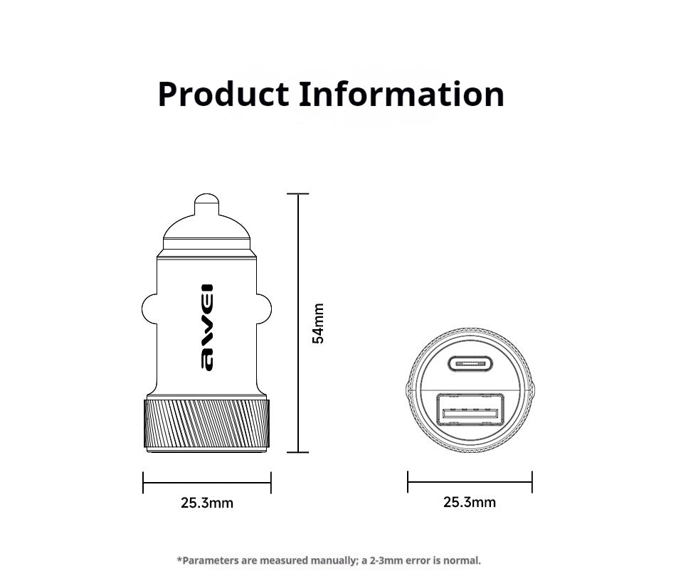 AWEI PD Fast Charging Car Charger 33W