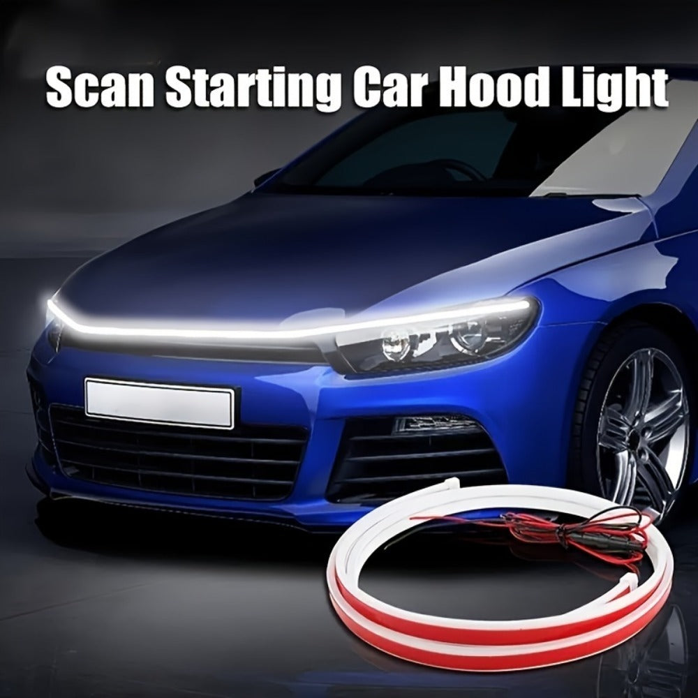 Upgrade Your Vehicle With A Universal 12V, 10W Start-Scan Car LED Hood Light White 59In Dynamic Daytime Running Light