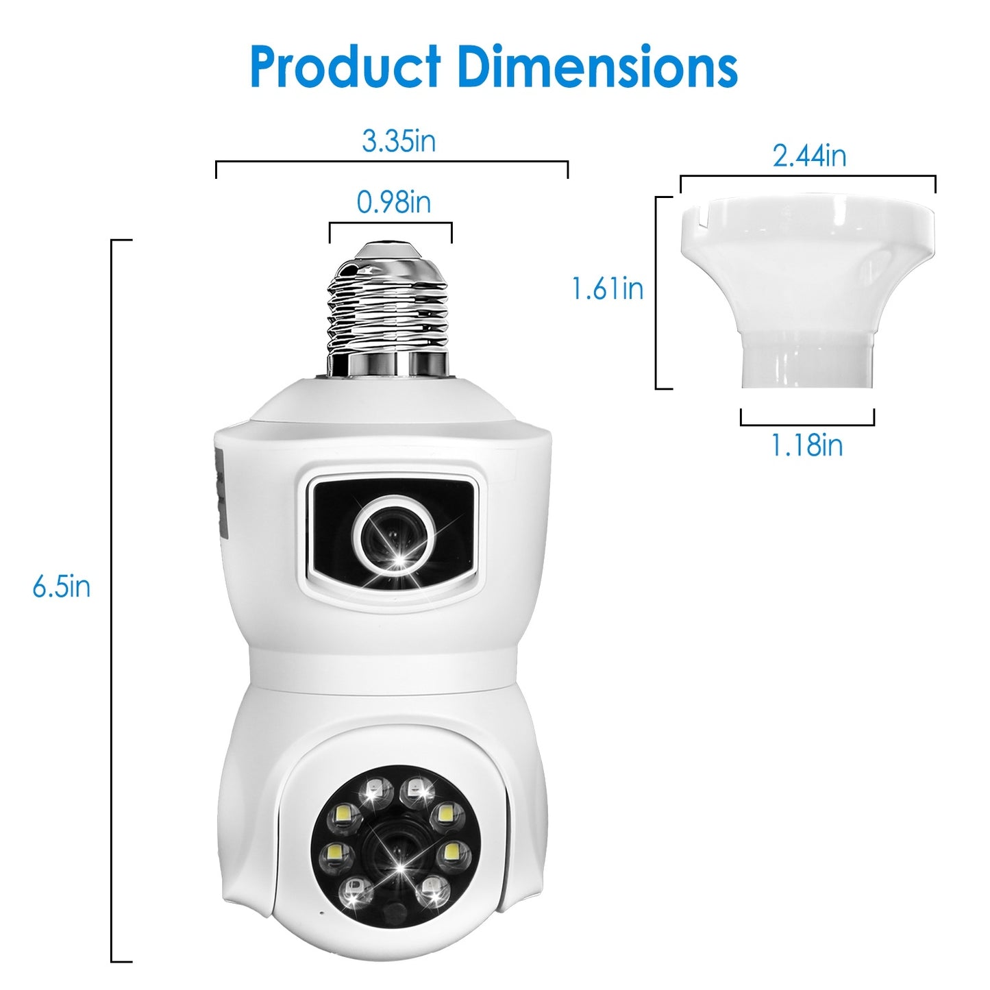 1Pc Dual Lens Security Camera E27 Light Socket Surveillance Camera 1080P WiFi IP Camera With APP Control AI Human Detection Full Color Night Vision Two-Way Audio