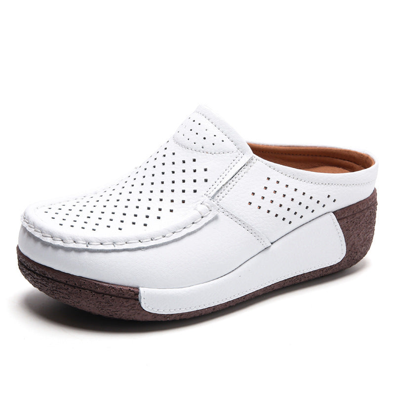 Fashionable All-match Rocking Shoes Thick-soled Muffin Closed Toe Half Slippers