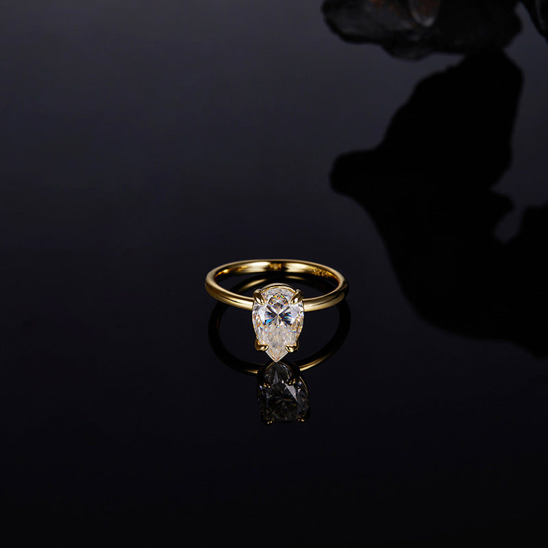 Pear-shaped Moissanite Ring Personality Hipster Fashion Single Diamond Ring