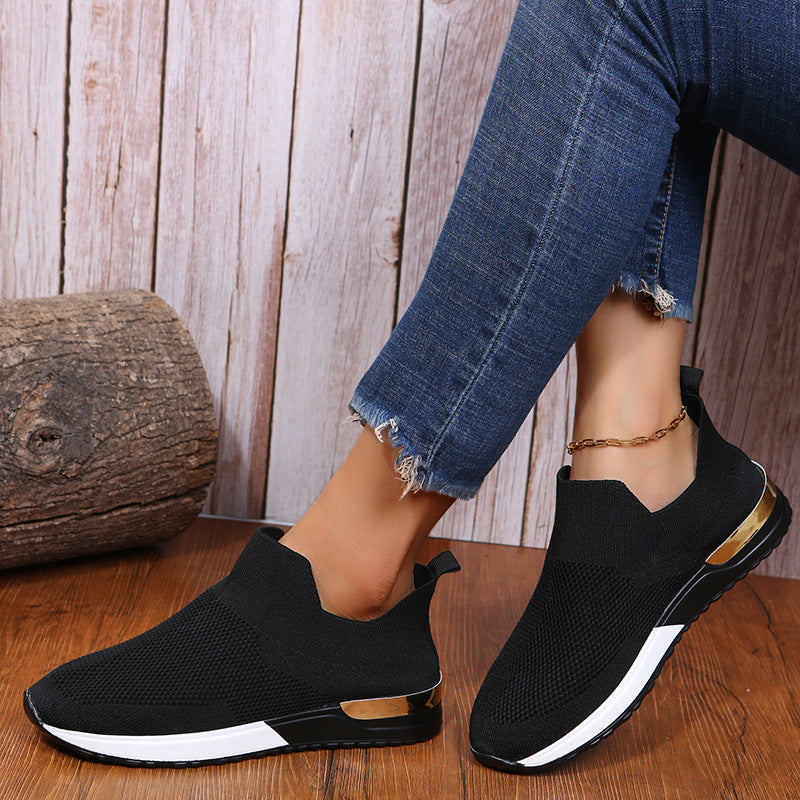 Spring And Autumn New Breathable Fly Woven Mesh Pumps Soft Bottom Running Shoes