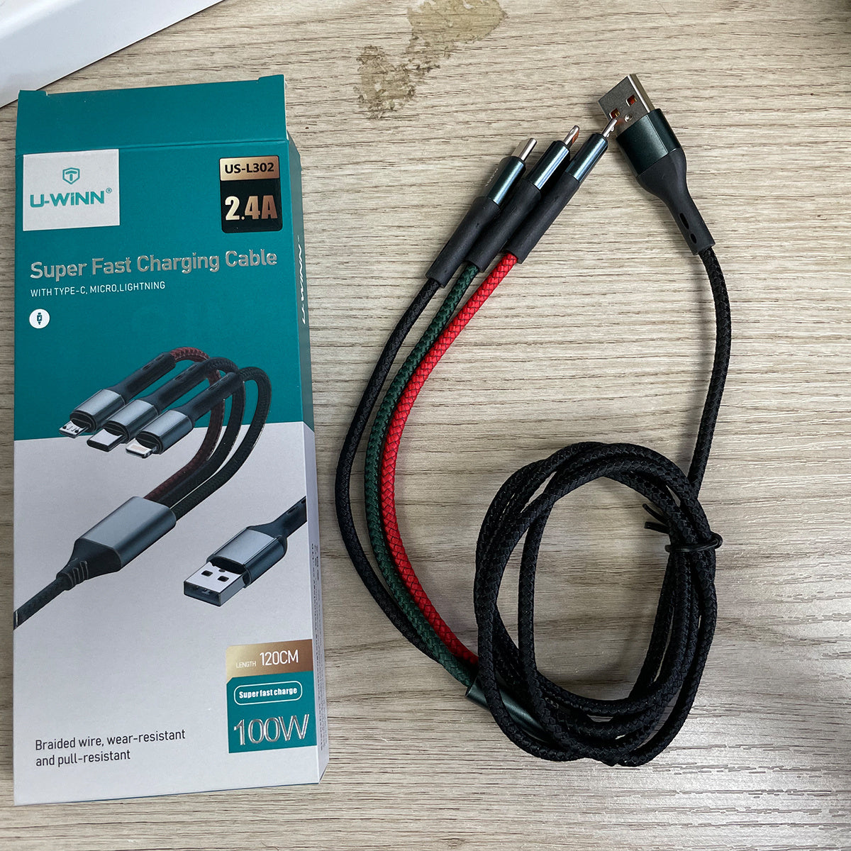 5pzs Cable 3 En 1 Nailon Trenzado Negro 1m Cable Carga Rapida Para Android Phone 16 15 Pro Xiaomi Redmi Note 14 13 40 X7b X6a