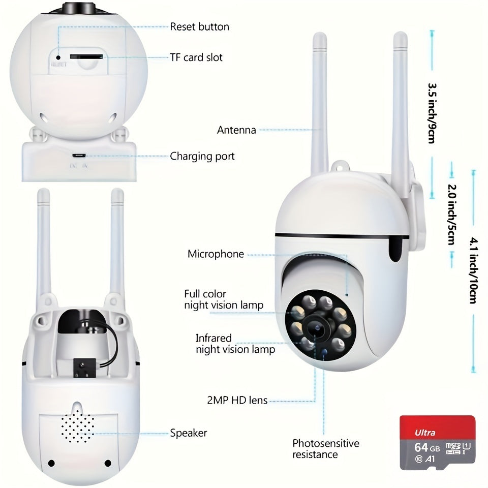 360 Wireless Camera Outdoor WiFi Night Vision Cam HD 1080P Home Security System